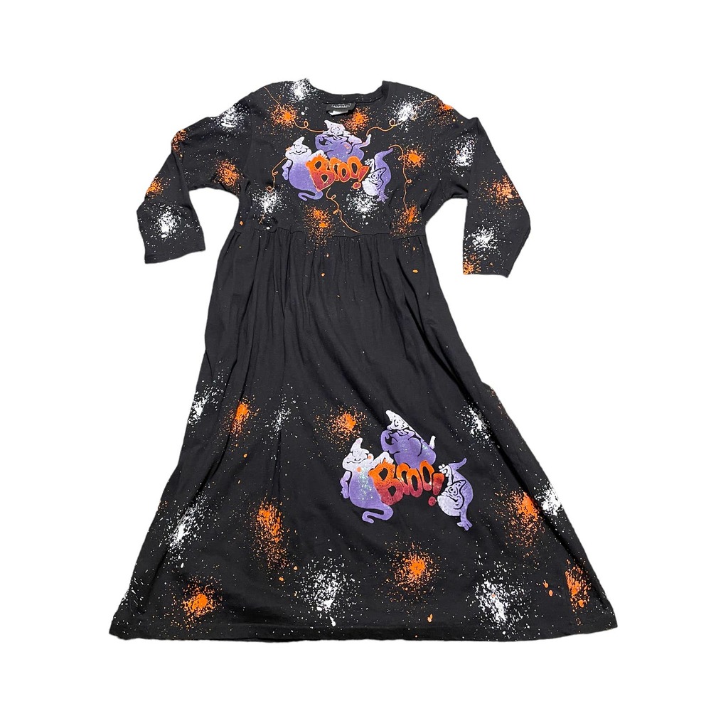 LA Artwear Vintage Halloween Dress Made in USA Painted Glitter RARE Size XL
